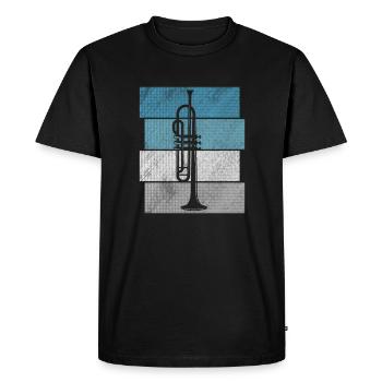 Vintage Retro Trumpet Gift Sun Trumpeter - Men's Premium Organic T-Shirt - black - Front - Nico (187cm)