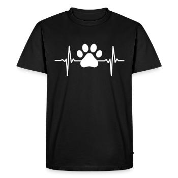 Chien patte de chien battement cardiaque ECG pouls chien patte - T-shirt Premium bio Homme - noir - Devant - Nico (187cm)
