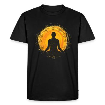 Yoga Soleil Symboles Lotus Namaste Méditation - T-shirt Premium bio Homme - noir - Devant - Nico (187cm)