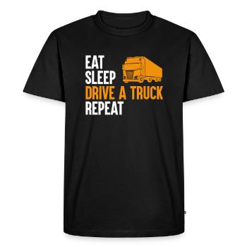 Eat Sleep Truck Repeat Trucker Truck Driver Spruch - T-shirt Premium bio Homme - noir - Devant - Nico (187cm)