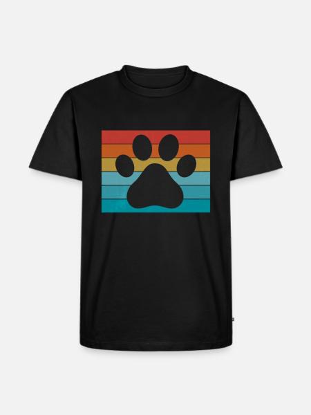 Hunde Hundepfote Hundeliebe Bunt - Männer Premium Bio T-Shirt - Schwarz