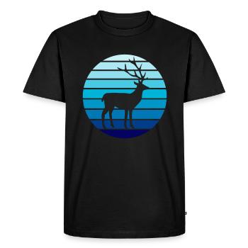 Deer Deer Antlers Deer Retro Vintage - Men's Premium Organic T-Shirt - black - Front - Nico (187cm)