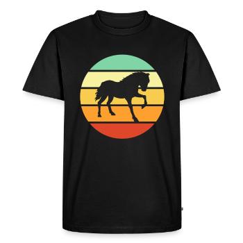 Cheval Chevaux Retro Équitation Poney Cavalier Équestre - T-shirt Premium bio Homme - noir - Devant - Nico (187cm)