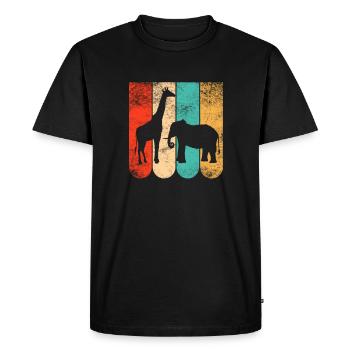 Visiteurs du zoo Animal Fan Idée cadeau Girafe Éléphant - T-shirt Premium bio Homme - noir - Devant - Nico (187cm)