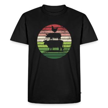 ferme animaux vache bovin porc poulet coq farmer - T-shirt Premium bio Homme - noir - Devant - Nico (187cm)