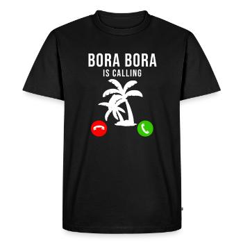Bora Bora calls slogan Palme Travel Holiday Summer - Men's Premium Organic T-Shirt - black - Front - Nico (187cm)
