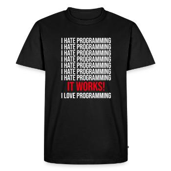 Programmeur Je déteste programmer - T-shirt Premium bio Homme - noir - Devant - Nico (187cm)
