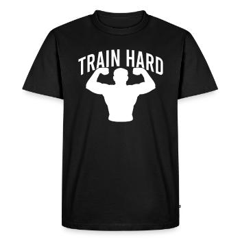 Pompes Musculation - T-shirt Premium bio Homme - noir - Devant - Nico (187cm)