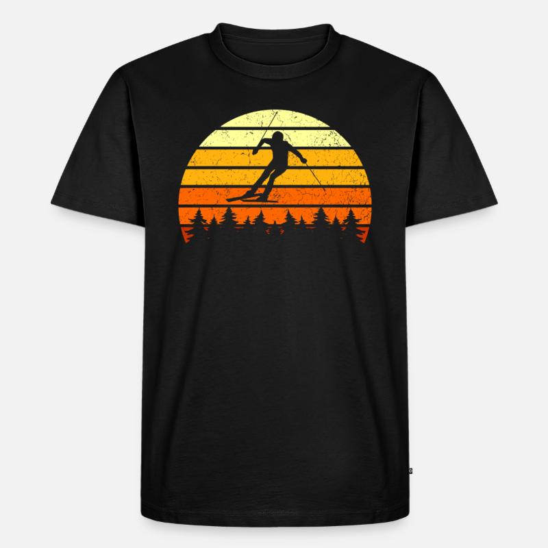 Ski Retro - Männer Premium Bio T-Shirt - Schwarz
