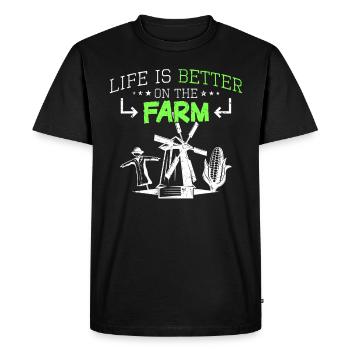 Farm Farm Saying - Men's Premium Organic T-Shirt - black - Front - Nico (187cm)