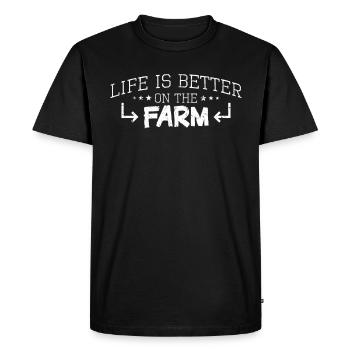 Farm Farm Saying - Men's Premium Organic T-Shirt - black - Front - Nico (187cm)