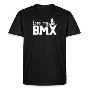 J’adore le BMX | | BMX BmX Vélo Fahrrad - T-shirt Premium bio Homme - noir - Devant - Nico (187cm)