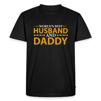 Husband Papa - Men's Premium Organic T-Shirt - black - Front - Nico (187cm)
