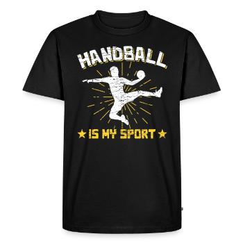 Dicton de la passion du handball - T-shirt Premium bio Homme - noir - Devant - Nico (187cm)