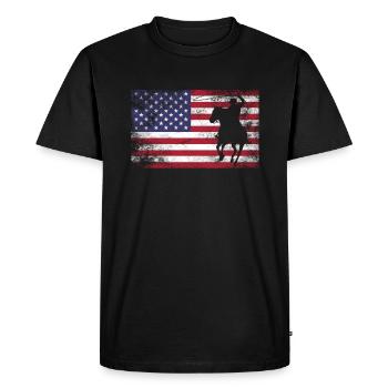USA Flagge Cowboy - Männer Premium Bio T-Shirt - Schwarz - Vorne - Nico (187cm)
