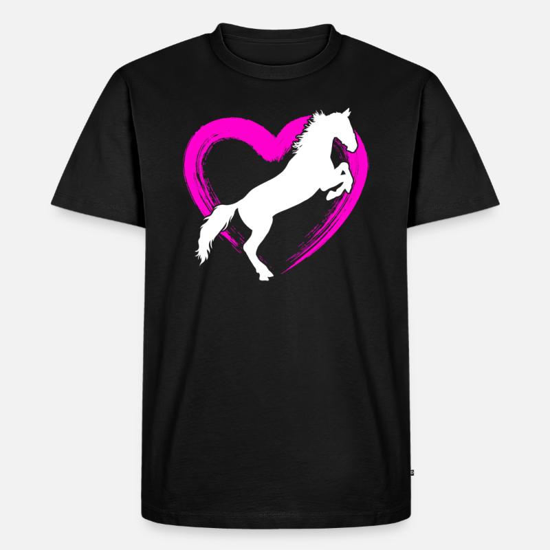 Pferd Pferdeliebe - Männer Premium Bio T-Shirt - Schwarz