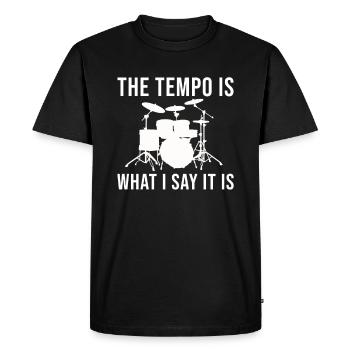 Batterie Le tempo est ce que je dis c’est batteur - T-shirt Premium bio Homme - noir - Devant - Nico (187cm)