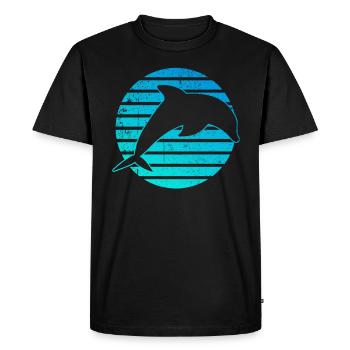 Dolphin Whale Logo - Men's Premium Organic T-Shirt - black - Front - Nico (187cm)