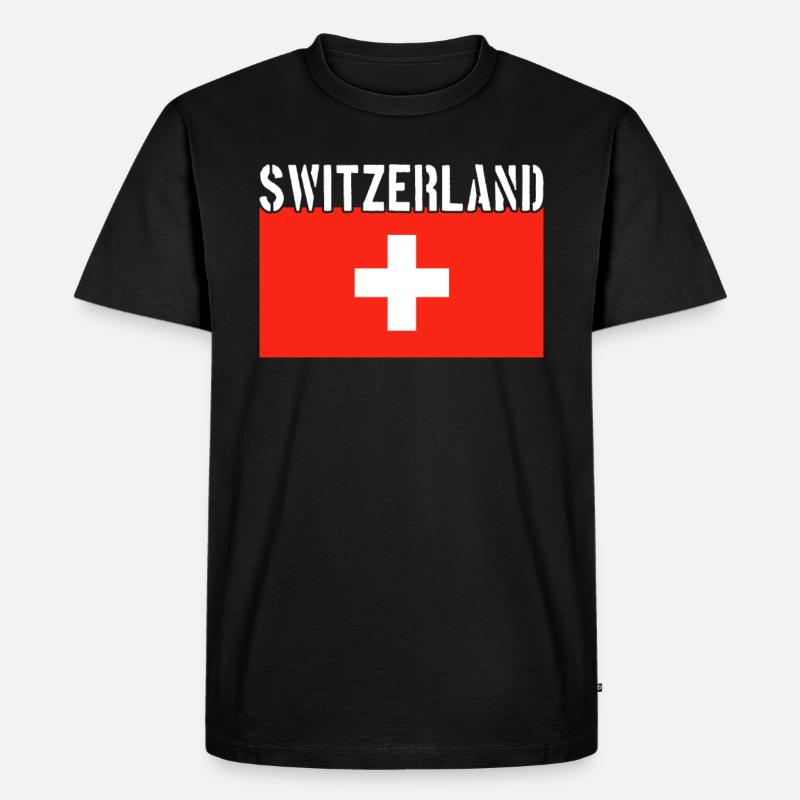 Schweiz Flagge - Männer Premium Bio T-Shirt - Schwarz