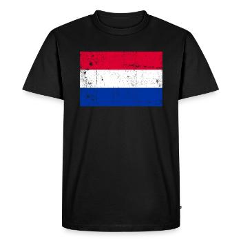 Hollande Pays-Bas Drapeau Vintage - T-shirt Premium bio Homme - noir - Devant - Nico (187cm)