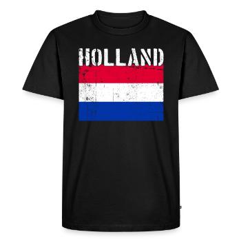 Hollande Pays-Bas Drapeau Vintage - T-shirt Premium bio Homme - noir - Devant - Nico (187cm)