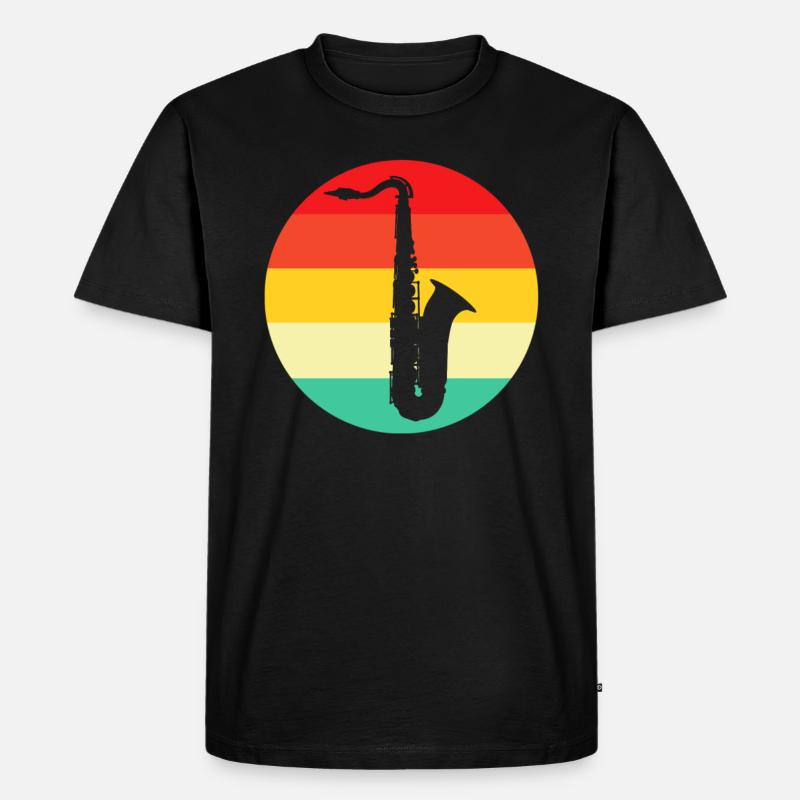 Saxophon Retro - Männer Premium Bio T-Shirt - Schwarz