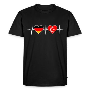 Allemagne Turquie Love Heartbeat Turc allemand - T-shirt Premium bio Homme - noir - Devant - Nico (187cm)