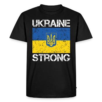 Ukraine Strong - Men's Premium Organic T-Shirt - black - Front - Nico (187cm)