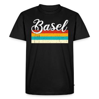 Basel Retro Vintage - Men's Premium Organic T-Shirt - black - Front - Nico (187cm)