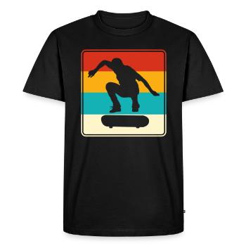 Skaten Skating Logo Rétro - T-shirt Premium bio Homme - noir - Devant - Nico (187cm)