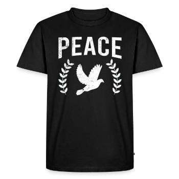 Colombe de la paix Paix Paix - T-shirt Premium bio Homme - noir - Devant - Nico (187cm)