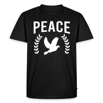 Colombe de la paix Paix Paix - T-shirt Premium bio Homme - noir - Devant - Nico (187cm)