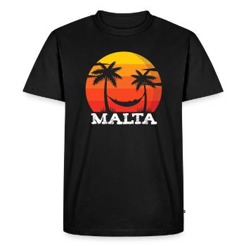 Malte Souvenir d’été Vacances Soleil Cadeau - T-shirt Premium bio Homme - noir - Devant - Nico (187cm)