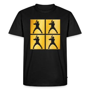 Logo doré du baseball - T-shirt Premium bio Homme - noir - Devant - Nico (187cm)