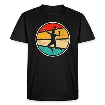 Badminton Retro Logo - Men's Premium Organic T-Shirt - black - Front - Nico (187cm)