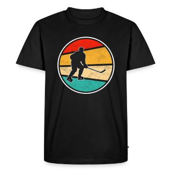 Hockey Ice Hockey Retro Logo - Men's Premium Organic T-Shirt - black - Front - Nico (187cm)