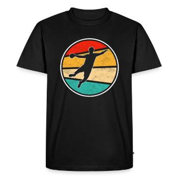 Handball Retro Logo - Men's Premium Organic T-Shirt - black - Front - Nico (187cm)