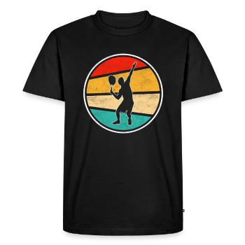 Tennis Rétro - T-shirt Premium bio Homme - noir - Devant - Nico (187cm)