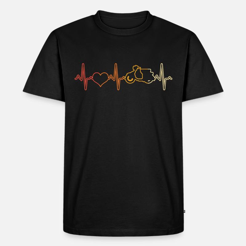 Roller Mofa Herzschlag Retro - Männer Premium Bio T-Shirt - Schwarz