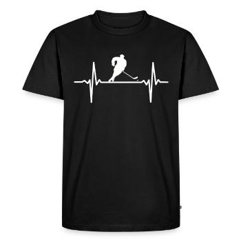 Battement de cœur de hockey sur glace - T-shirt Premium bio Homme - noir - Devant - Nico (187cm)