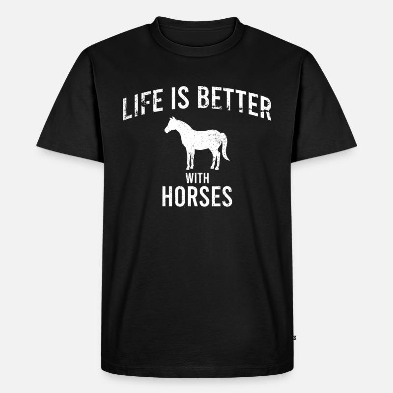 Horse Pferd Spruch - Männer Premium Bio T-Shirt - Schwarz