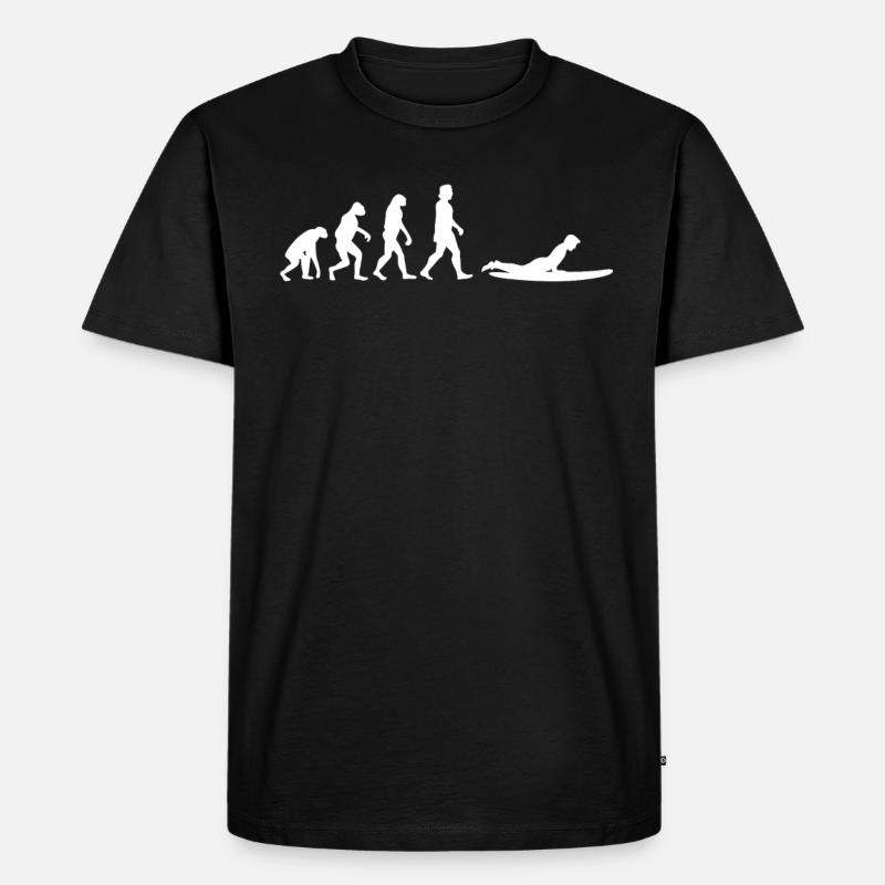 Surfen Evolution - Männer Premium Bio T-Shirt - Schwarz