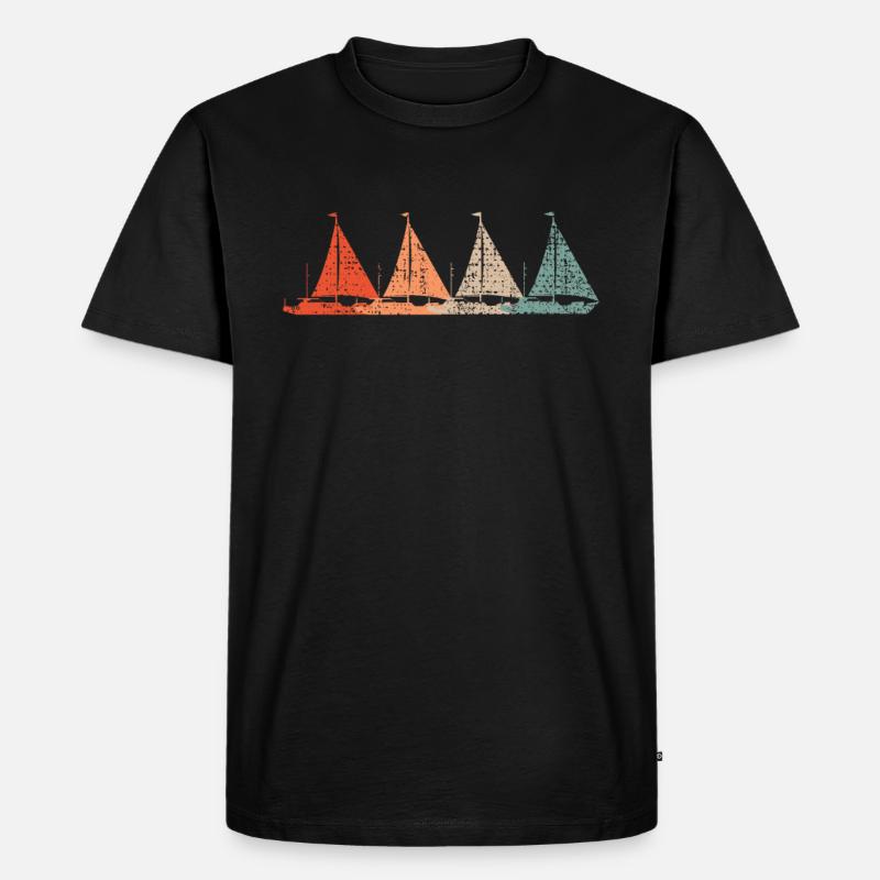 Segelboote Retro - Männer Premium Bio T-Shirt - Schwarz
