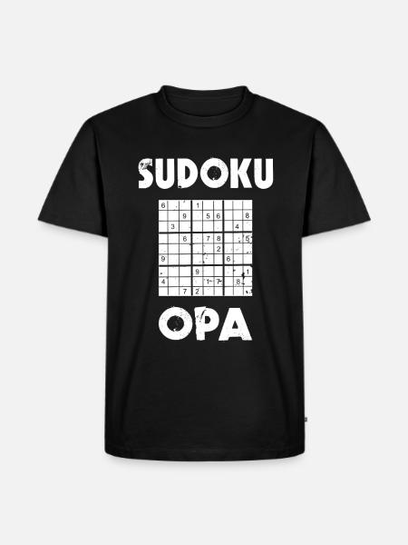 Sudoku Opa Rätsel Design - Männer Premium Bio T-Shirt - Schwarz