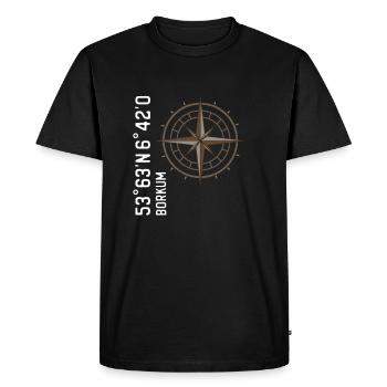 Coordonnées de Borkum - T-shirt Premium bio Homme - noir - Devant - Nico (187cm)