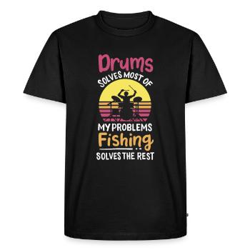 Batteur jouant de la batterie - T-shirt Premium bio Homme - noir - Devant - Nico (187cm)