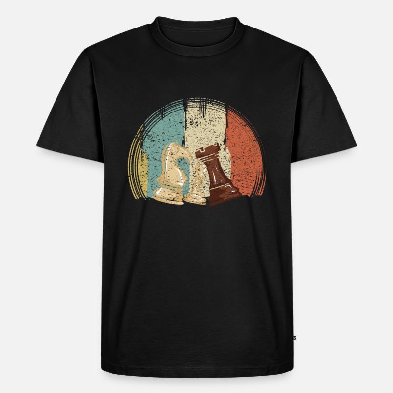 Schachfiguren Schach Retro - Männer Premium Bio T-Shirt - Schwarz