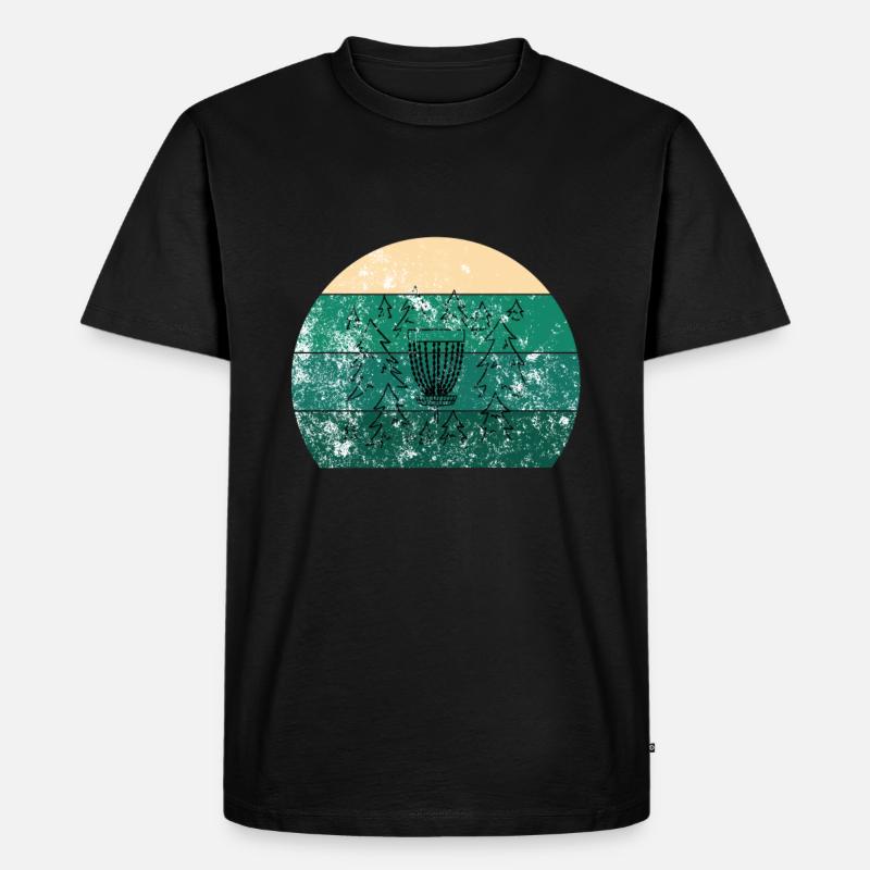 Disc Golf Korb Retro - Männer Premium Bio T-Shirt - Schwarz