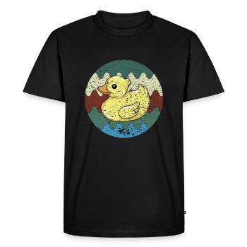 Bath Duck Retro - Men's Premium Organic T-Shirt - black - Front - Nico (187cm)