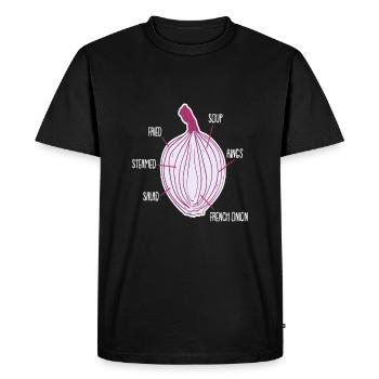 Onion Vegetables - Men's Premium Organic T-Shirt - black - Front - Nico (187cm)